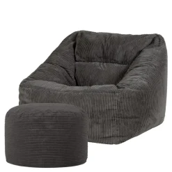 icon Zitzak en XL Poef Morgan - Corduroy Zitzak - Houtskool
