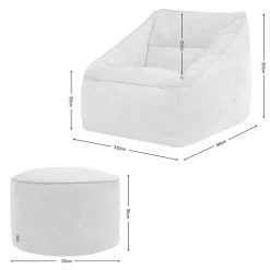 Zitzakken-icon Zitzak en XL Poef Natalia - Chenille Zitzak Fauteuil - Beige