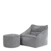 icon Zitzak en XL Poef Natalia - Chenille Zitzak Fauteuil - Grijs