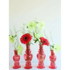 Vazen-Ideas 4 Seasons Bloemenvaas Venice - glas - koraal rood - D5.7 x H15 cm