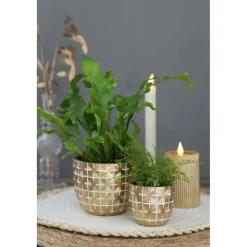 Ideas 4 Seasons Ideas4Seasons Bloempot ruit motief Hanoi - goud - D14 x H12 cm