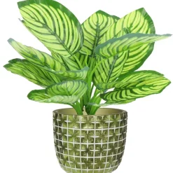 Ideas 4 Seasons Ideas4seasons Bloempot ruit motief Hanoi - metallic groen - D18 x H15 cm