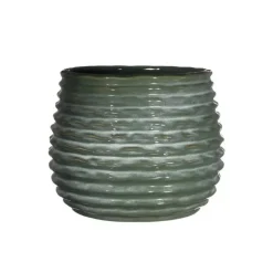 Bloempotten Voor Binnen-Ideas 4 Seasons Ideas4seasons Plantenpot ribbel - donkergroen - D14 x H10 cm