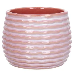 Ideas 4 Seasons Ideas4seasons Plantenpot ribbel - zachtroze - D14 x H10 cm