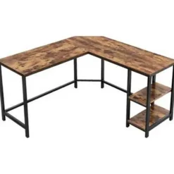 Parya Home Industrieel hoek bureau - MDF - Metaal - Zwart