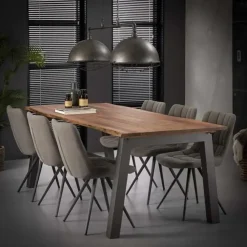 Dimehouse Industriële acacia houten eetkamertafel Edge 180 cm - Hout - Bruin