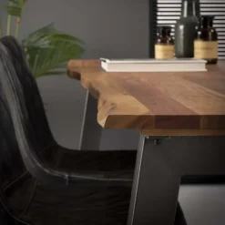 Dimehouse Industriële acacia houten eetkamertafel Edge 180 cm - Hout - Bruin