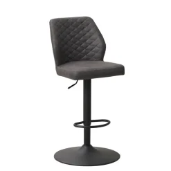 Dimehouse Industriële barkruk Grizzly antraciet - Zithoogte 64 cm - Stof - Grijs