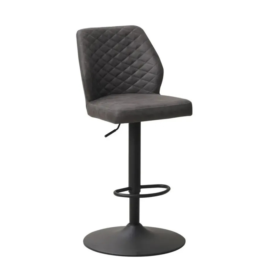 Dimehouse Industriële barkruk Grizzly antraciet - Zithoogte 64 cm - Stof - Grijs