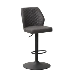 Dimehouse Industriële barkruk Grizzly antraciet - Zithoogte 64 cm - Stof - Grijs