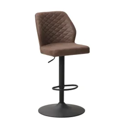 Dimehouse Industriële barkruk Grizzly taupe - Zithoogte 64 cm - Stof - Taupe