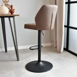 Dimehouse Industriële barkruk Grizzly taupe - Zithoogte 64 cm - Stof - Taupe