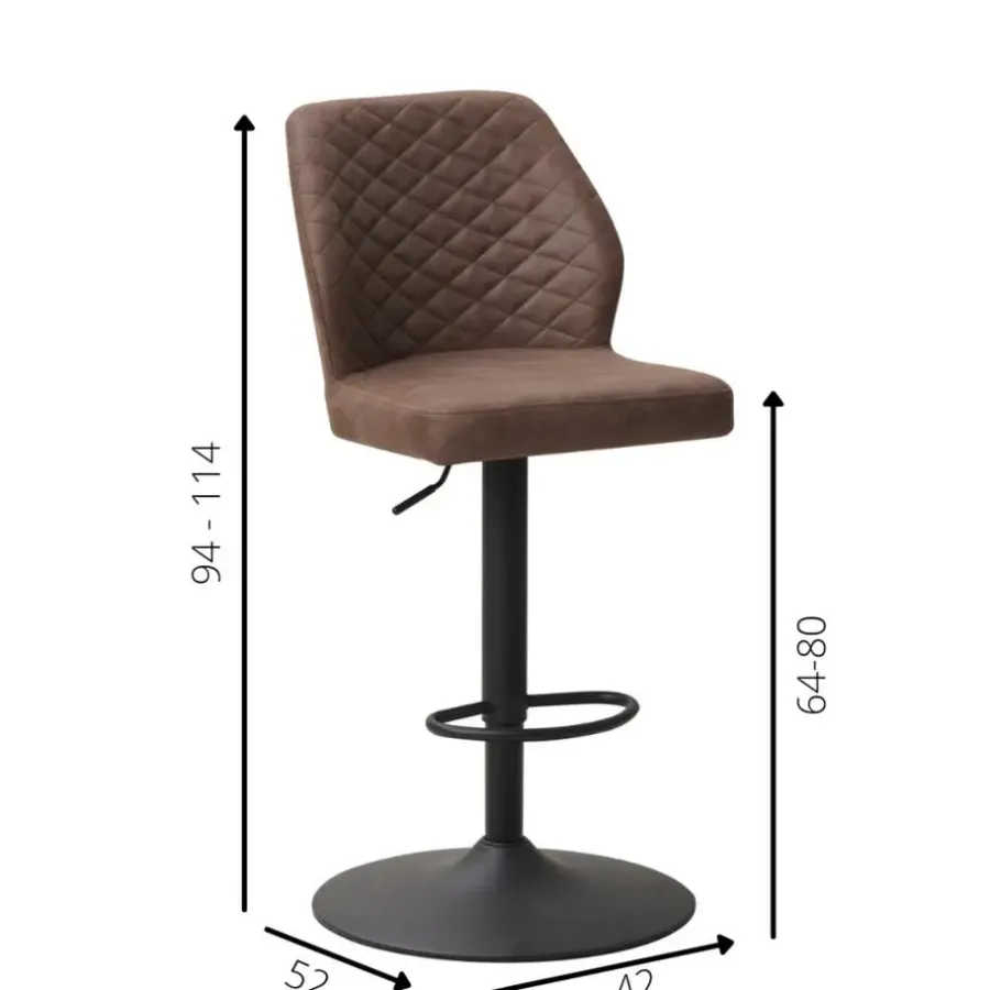 Dimehouse Industriële barkruk Grizzly taupe - Zithoogte 64 cm - Stof - Taupe