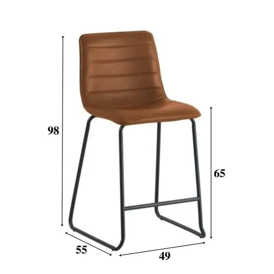 Barkrukken-Dimehouse Industriële barkruk Mark cognac - Zithoogte 65 cm - Kunstleder - Bruin