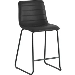 Dimehouse Industriële barkruk Mark zwart - Zithoogte 65 cm - Kunstleder - Zwart
