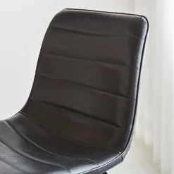 Dimehouse Industriële barkruk Mark zwart - Zithoogte 65 cm - Kunstleder - Zwart