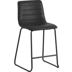 Dimehouse Industriële barkruk Mark zwart - Zithoogte 65 cm - Kunstleder - Zwart