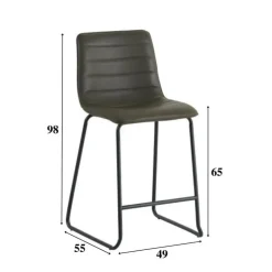 Dimehouse Industriële barkruk Mark zwart - Zithoogte 65 cm - Kunstleder - Zwart
