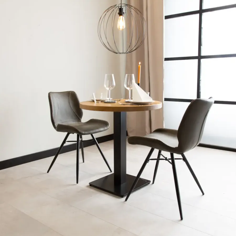 Dimehouse Industriële bistrotafel 70x70 rond metaal mangohout 70x70x73 cm Mangohout