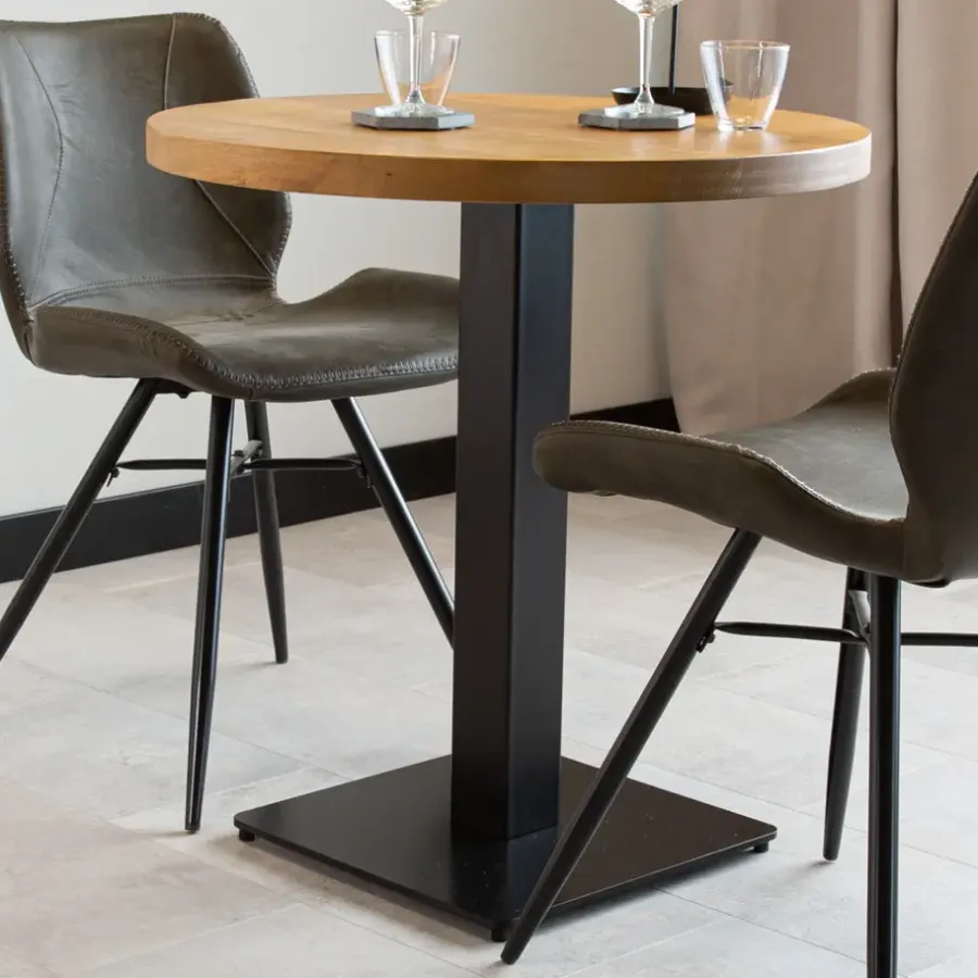 Dimehouse Industriële bistrotafel 70x70 rond metaal mangohout 70x70x73 cm Mangohout