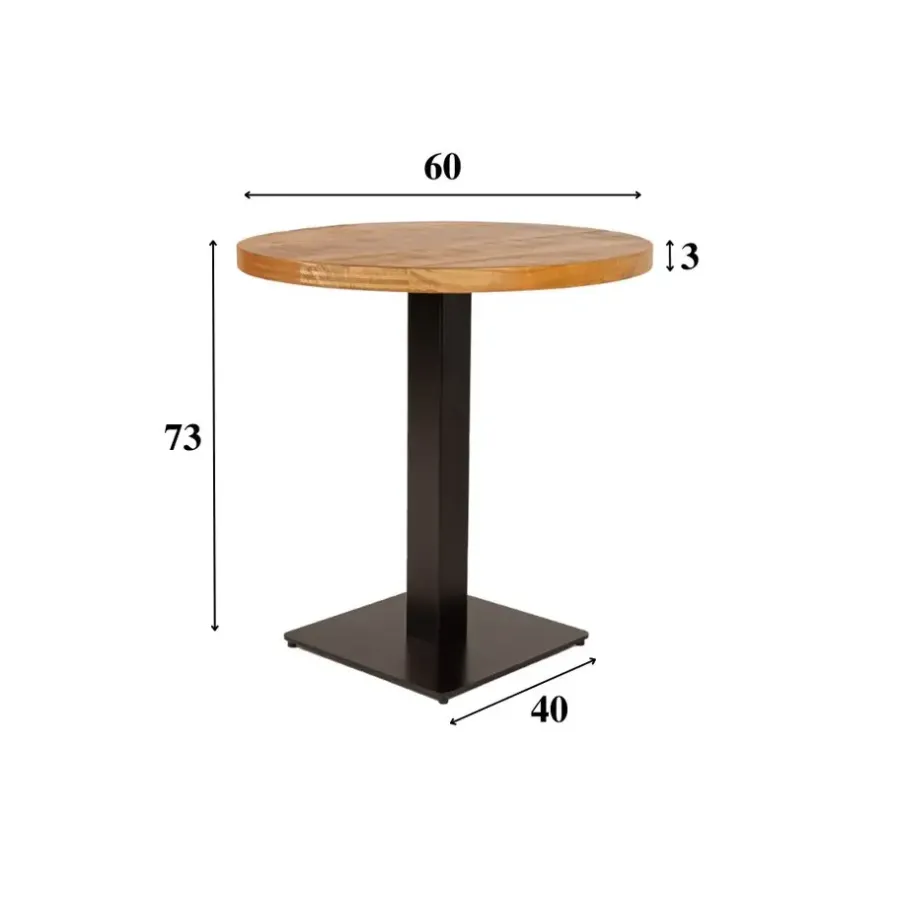 Dimehouse Industriële bistrotafel 70x70 rond metaal mangohout 70x70x73 cm Mangohout