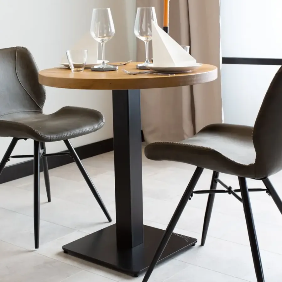 Dimehouse Industriële bistrotafel 70x70 rond metaal mangohout 70x70x73 cm Mangohout