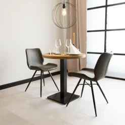 Dimehouse Industriële bistrotafel 70x70 rond metaal mangohout 70x70x73 cm Mangohout
