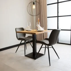 Dimehouse Industriële bistrotafel 60x60 vierkant metaal mangohout 60x60x73 cm