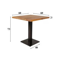 Dimehouse Industriële bistrotafel 60x60 vierkant metaal mangohout 60x60x73 cm