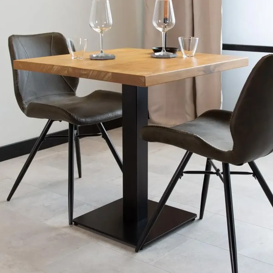 Dimehouse Industriële bistrotafel 60x60 vierkant metaal mangohout 60x60x73 cm