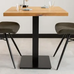 Dimehouse Industriële bistrotafel 60x60 vierkant metaal mangohout 60x60x73 cm