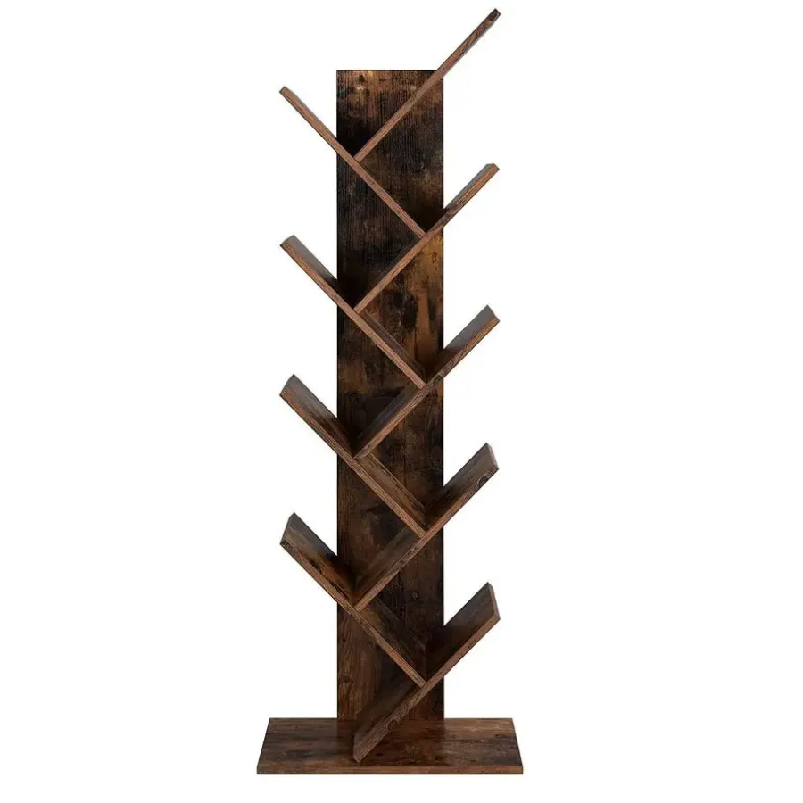 Merkloos Industriële Boekenkast - Vintage - 8 Planken - Hout - Bruin