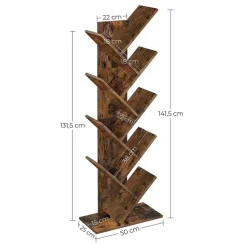 Merkloos Industriële Boekenkast - Vintage - 8 Planken - Hout - Bruin