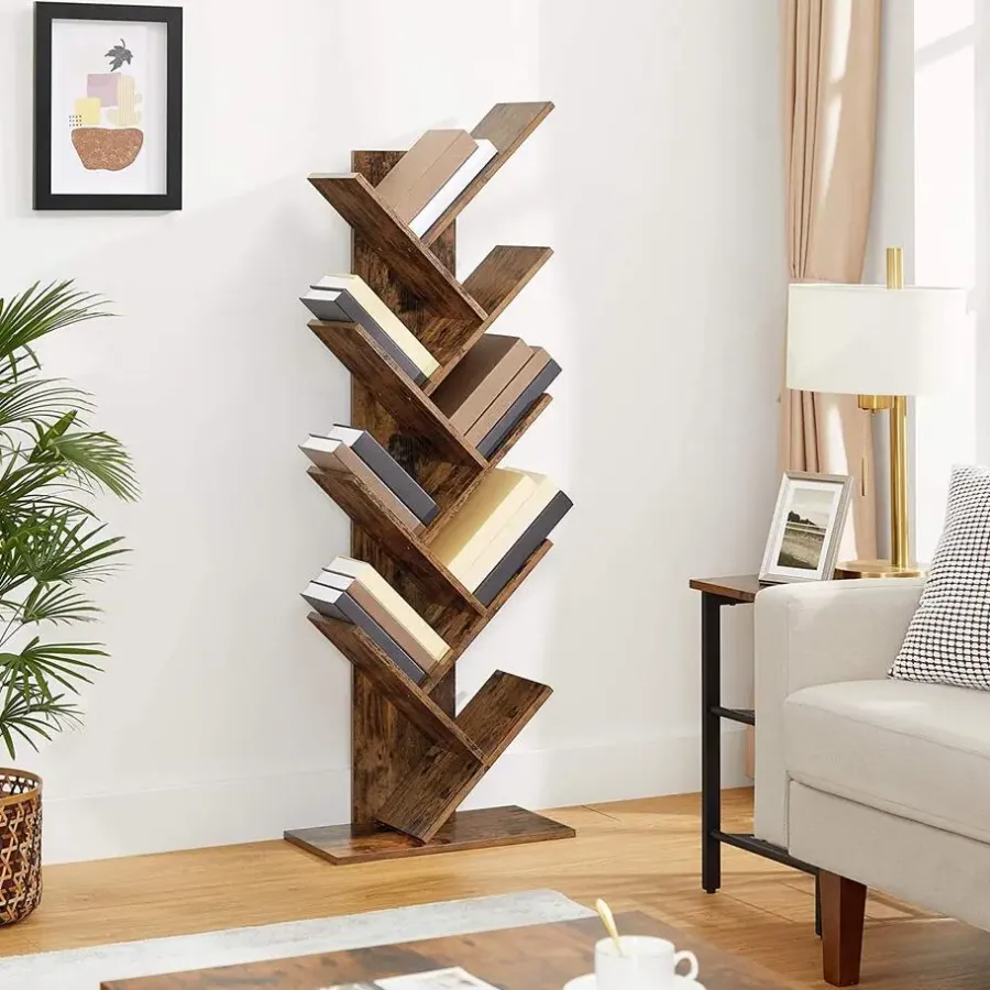 Merkloos Industriële Boekenkast - Vintage - 8 Planken - Hout - Bruin