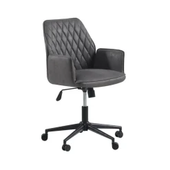Dimehouse Industriële draaibare bureaustoel Novan antraciet - 52x57x87 cm - Stof - Grijs