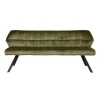 Dimehouse Industriële eetkamerbank Romy velvet 180 cm groen - 190x190x84 cm - Stof - Groen