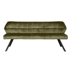 Dimehouse Industriële eetkamerbank Romy velvet 180 cm groen - 190x190x84 cm - Stof - Groen