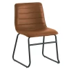 Eetkamerstoelen-Dimehouse Industriële eetkamerstoel Mark cognac - Kunstleder - Bruin