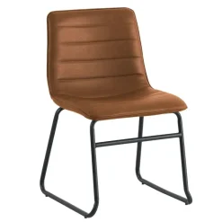 Eetkamerstoelen-Dimehouse Industriële eetkamerstoel Mark cognac - Kunstleder - Bruin