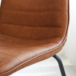 Eetkamerstoelen-Dimehouse Industriële eetkamerstoel Mark cognac - Kunstleder - Bruin
