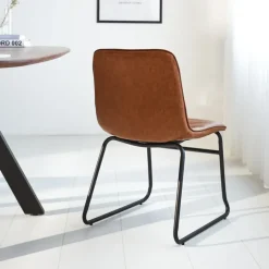 Eetkamerstoelen-Dimehouse Industriële eetkamerstoel Mark cognac - Kunstleder - Bruin