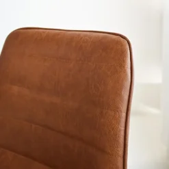 Eetkamerstoelen-Dimehouse Industriële eetkamerstoel Mark cognac - Kunstleder - Bruin