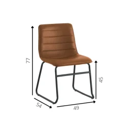 Eetkamerstoelen-Dimehouse Industriële eetkamerstoel Mark cognac - Kunstleder - Bruin