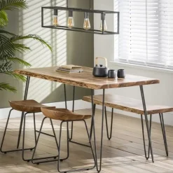 Industriële Eettafels-Dimehouse Industriële eettafel acaciahout Novi 130x70 cm - Hout - Bruin
