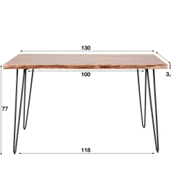 Industriële Eettafels-Dimehouse Industriële eettafel acaciahout Novi 130x70 cm - Hout - Bruin