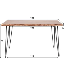 Industriële Eettafels-Dimehouse Industriële eettafel acaciahout Novi 130x70 cm - Hout - Bruin