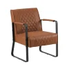 Dimehouse Industriële fauteuil Peter Cognac - Kunstleder - Bruin
