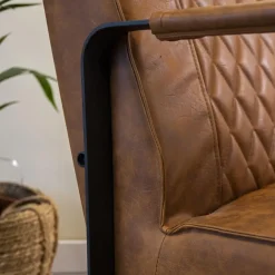 Dimehouse Industriële fauteuil Peter Cognac - Kunstleder - Bruin