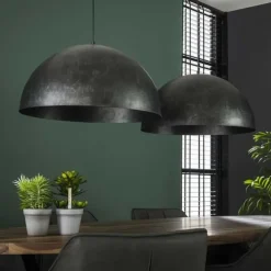 Hanglampen-Dimehouse Industriële hanglamp Dacia 2-lichts antraciet rond 60x142x150 cm Metaal