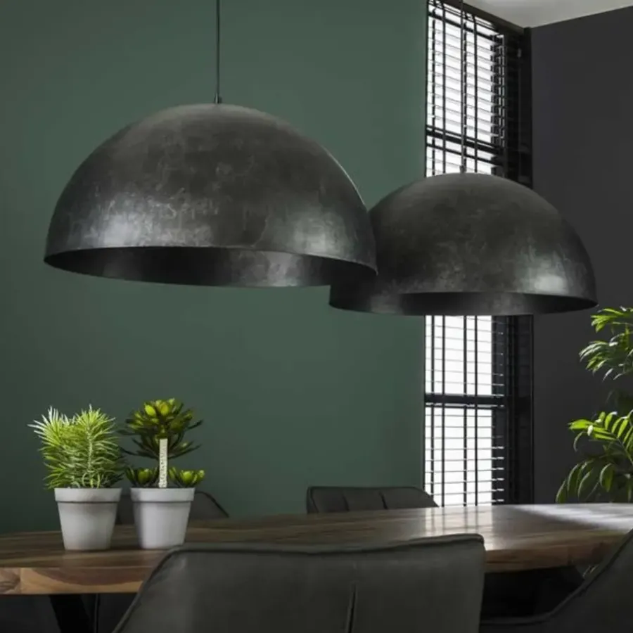 Hanglampen-Dimehouse Industriële hanglamp Dacia 2-lichts antraciet rond 60x142x150 cm Metaal